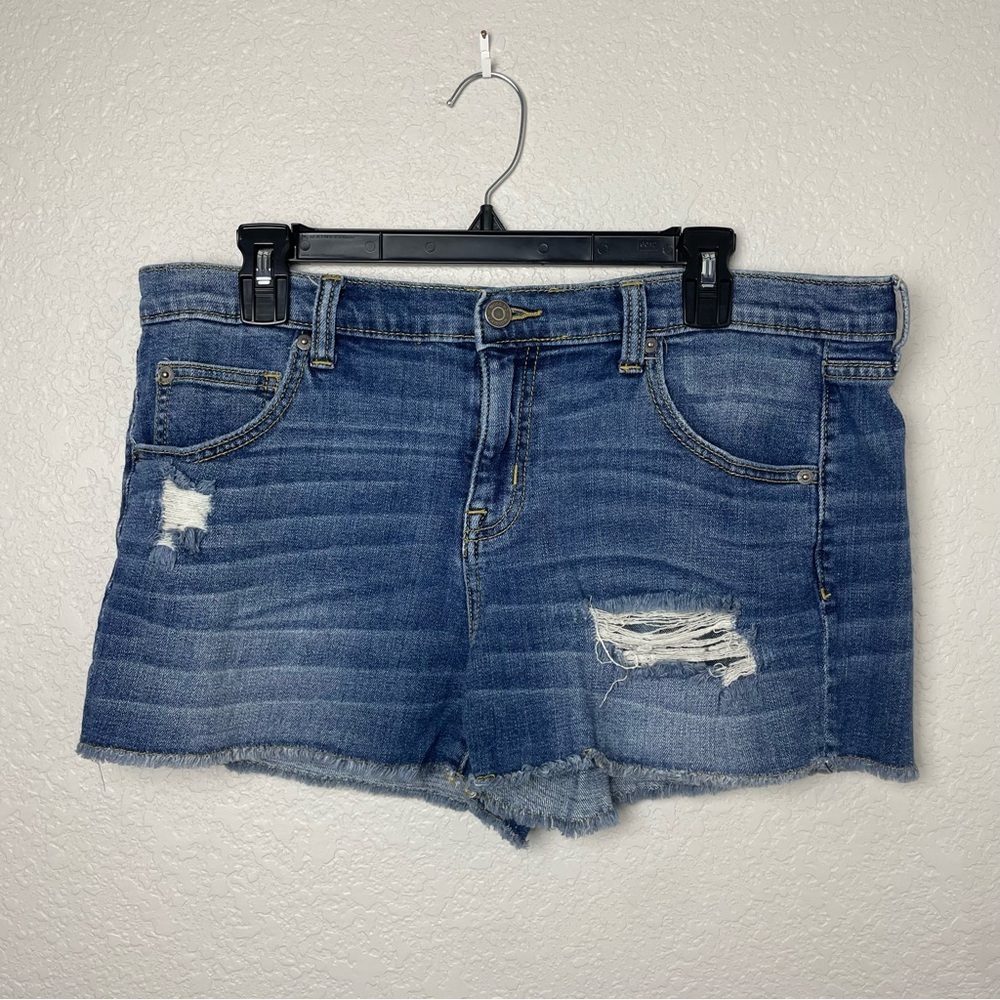 Mossimo Supply Co. Blue Distressed Jean Shorts Size 12 - Picture 1 of 6